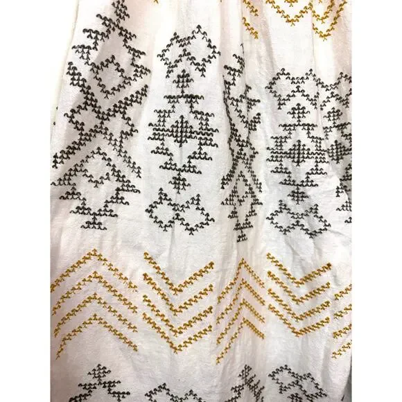 FREE PEOPLE Toluca Embroidered Pants Women's 12 Cotton Linen Boho Summer Beach - Picture 7 of 10